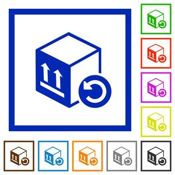 Package return flat framed icons Stock Illustration