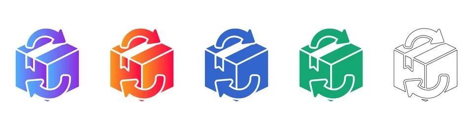 Package Return Icons Set Stock Illustration