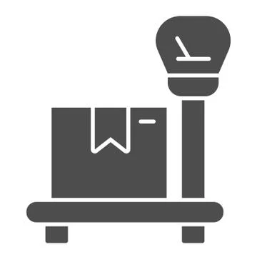 Package on scales solid icon, delivery and logistic symbol, industrial cargo 스톡 일러스트
