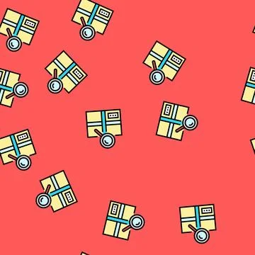 Package search magnifying glass vector seamless pattern Illustrazione stock