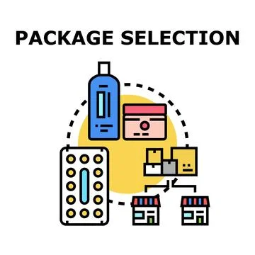 Package selection and product distribution concept Illustrazione stock