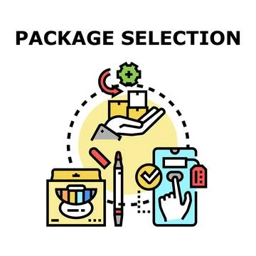 Package selection service option choosing concept Stock Illustration