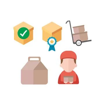 Package service icons set. Vector 库存插图
