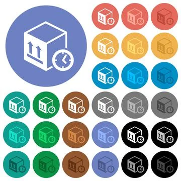 Package shipping time round flat multi colored icons 스톡 일러스트