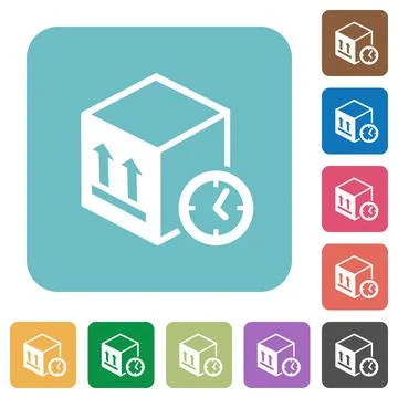 Package shipping time rounded square flat icons Stock Illustration