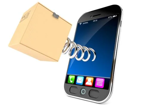 Package with smart phone Illustrazione stock