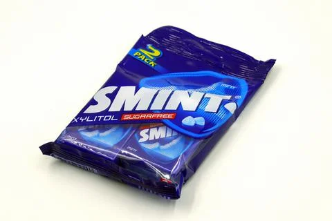 Package of Smint breath mini-mint pastilles Stock Photos