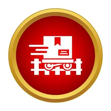 Package speeding on train tracks icon Stock Illustration