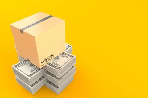Package on stack of money Stock Illustration