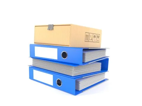 Package on stack of ring binders Illustrazione stock