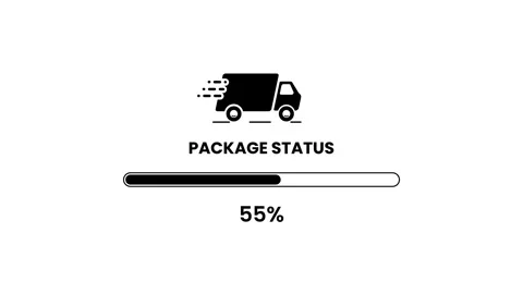 Package status, loading bar truck packaging progress bar animation Stock Footage 332597358
