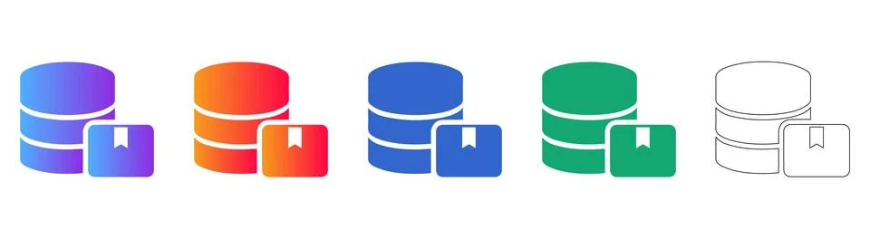 Package Storage Database Icon Set Stock Illustration