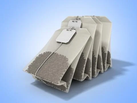 Package of Tea 3d render blue background Stock Illustration