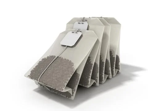 Package of Tea 3d render white background Stock Illustration