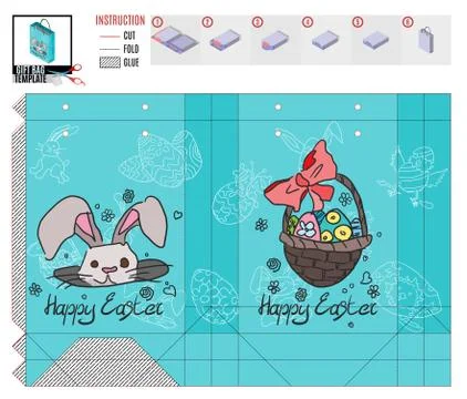 Package template for easter holiday with doodle drawings Stock Illustration