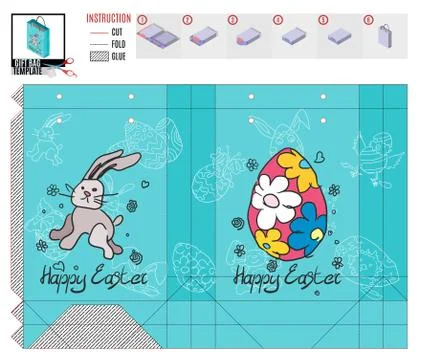 Package template for easter holiday with doodle drawings Stock Illustration