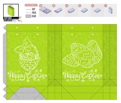 Package template for easter holiday with drawings Stock Illustration