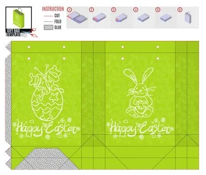 Package template for easter holiday with drawings Stock Illustration