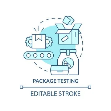 Package testing turquoise concept icon Stock Illustration