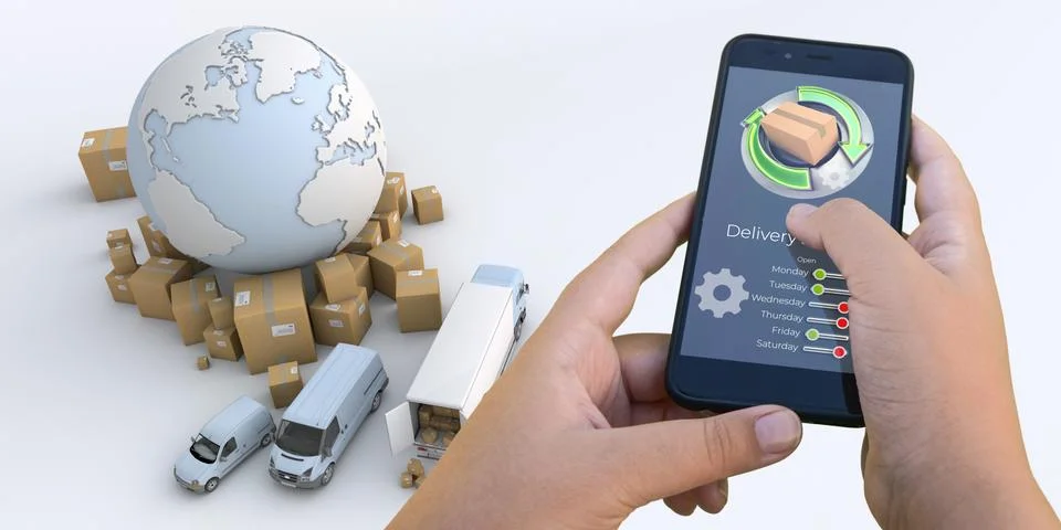 Package tracking app Stockfoto's