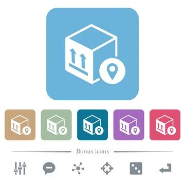 Package tracking flat icons on color rounded square backgrounds Stock Illustration