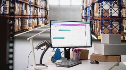 Package tracking software system follows the parcels shipped via awb numbers Video stock 313089106