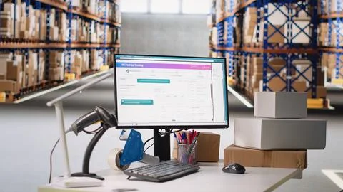 Package tracking software system follows the parcels shipped via awb numbers Stock Photos