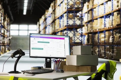 Package tracking software system follows the parcels shipped via awb numbers Stock Photos