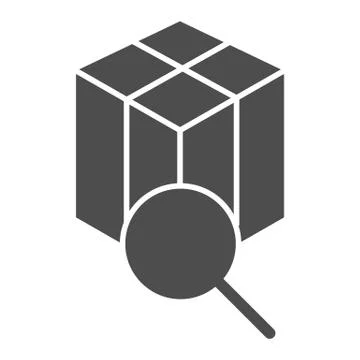 Package tracking solid icon. Box and magnifying glass vector illustration イラスト素材