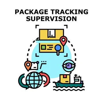 Package tracking supervision analyzing global delivery logistics イラスト素材