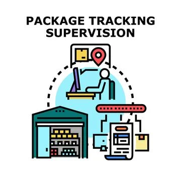 Package tracking supervision concept delivering online logistics Stock Illustration