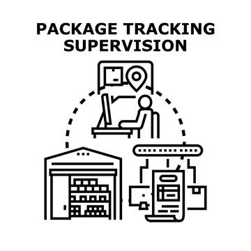 Package tracking supervision concept delivering online logistics Stock Illustration