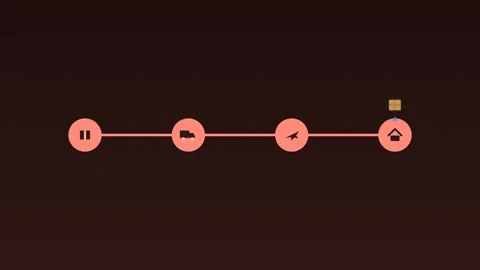 Package tracking timeline steps salmon logistics loop Stockbeeldmateriaal 342613448