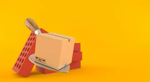 Package with trowel and bricks Stock Illustration