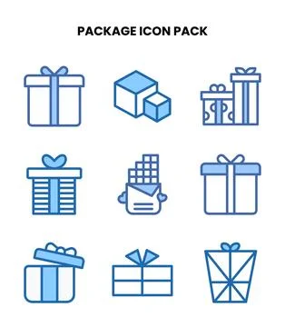 Package Two Colour Bundle Icons Pack Illustration