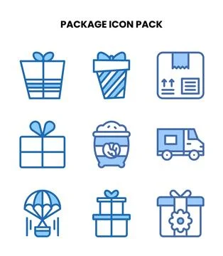 Package Two Colour Bundle Icons Pack Ilustração Stock