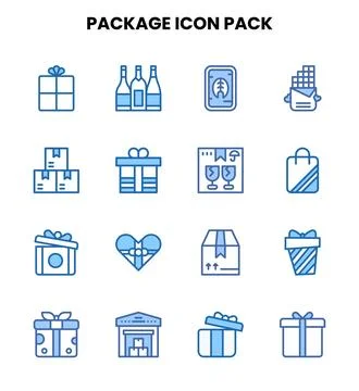Package Two Colour Design Icons Pack Stock Illustration