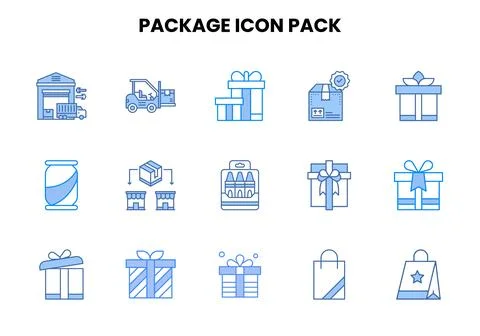 Package Two Colour Graphics Icons Pack Stock-Illustration