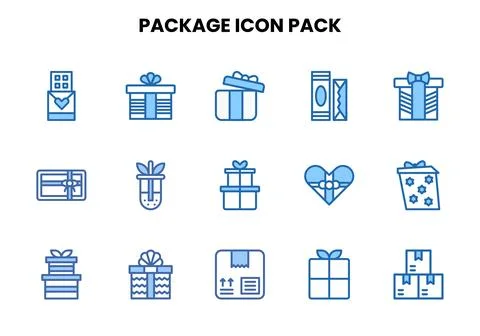 Package Two Colour Set Icons Pack Stockillustratie
