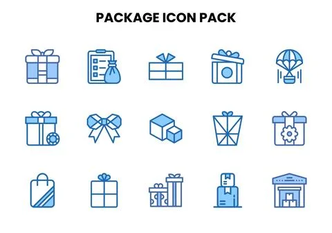 Package Two Colour Vector Icons Pack Stockillustratie