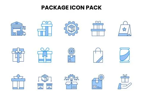 Package Two Colour Vector Icons Pack Illustration