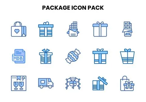 Package Two Colour Vector Icons Pack Stock Illustration