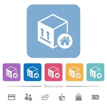 Package warehouse flat white icons in square backgrounds 스톡 일러스트