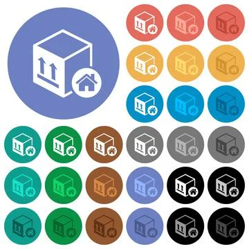 Package warehouse round flat multi colored icons Illustration