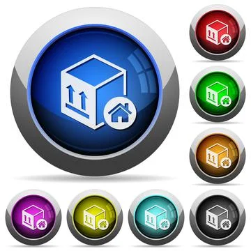 Package warehouse round glossy buttons Illustration
