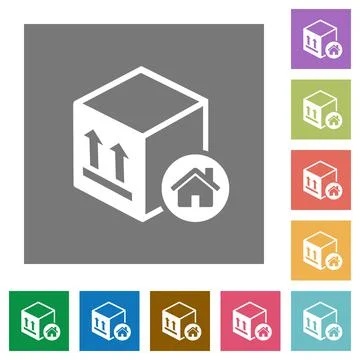 Package warehouse square flat icons Stock Illustration
