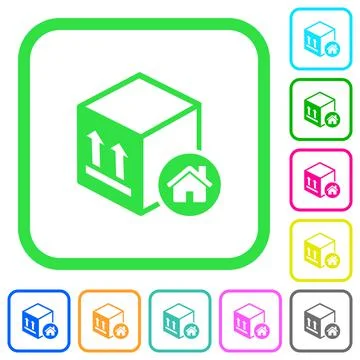 Package warehouse vivid colored flat icons Stock Illustration