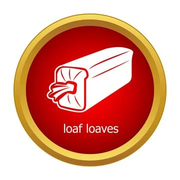 Packaged bread loaf in red gold button icon Stock Illustration