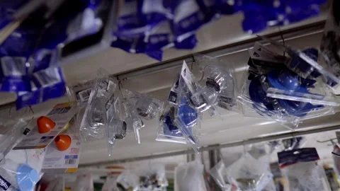 Packaged Bulbs on Display in Hardware Store Aisle Video stock 331028004