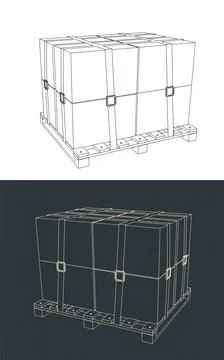Packaged cargo on pallet Stock Illustration